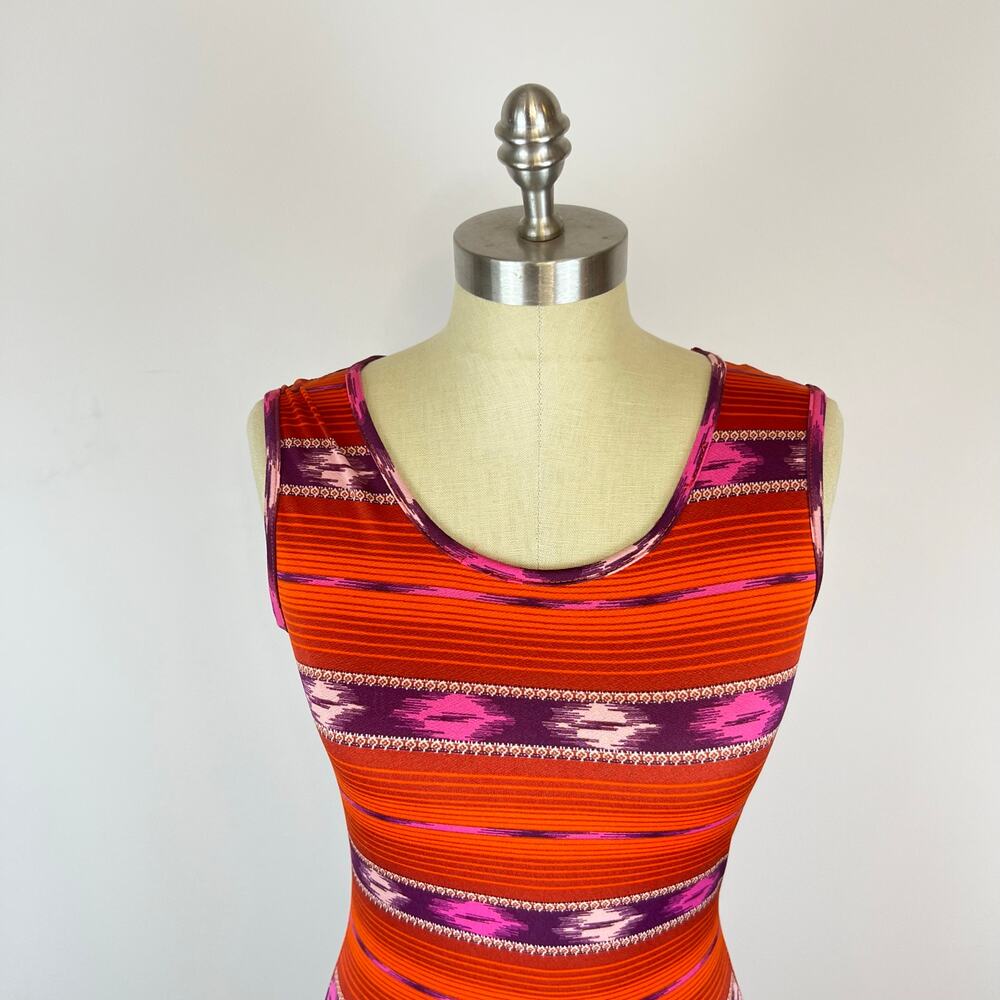Wrangler Red Orange Western Aztec Sleeveless Scoop Neck Maxi Dress (Sz XS) - Picture 9 of 14